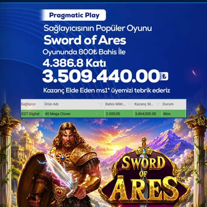 Sword of Ares 3.509.440,00₺ kazanç